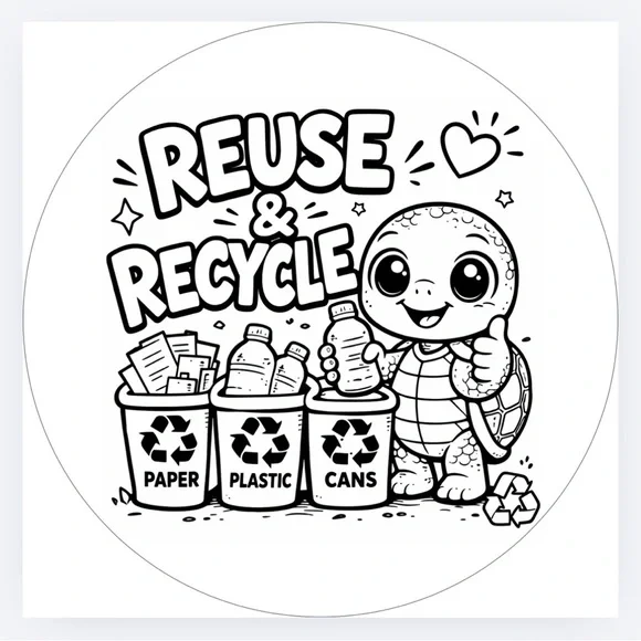 Handmade 50count “Reuse & Recycle” Stickers - Picture 1 of 3